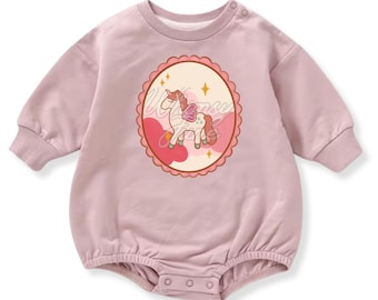 Vintage Framed Unicorn (#47) on a Sweatshirt, Tshirt or Bubble Romper for Babies and Toddlers