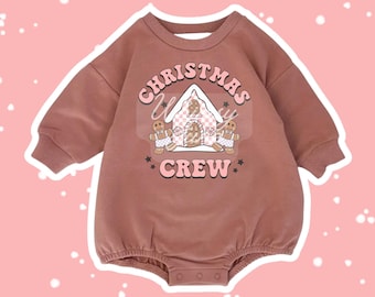 Christmas Crew Gingerbread Romper, Holiday Baking Outfit