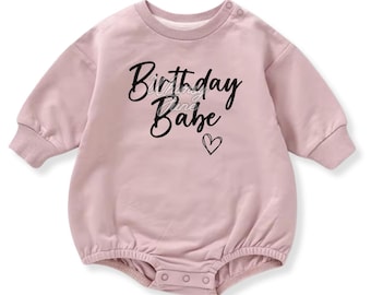Birthday Babe (#67) on a Sweatshirt, Tshirt or Bubble Romper for Babies and Toddlers