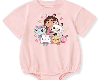 Dollhouse and Cat Friends (#79) on a Sweatshirt, Tshirt or Bubble Romper for Babies and Toddlers