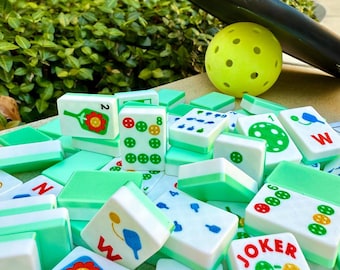 Pickleball Mahjong Travel Set: Floating 3D-Printed Tiles, Made in USA