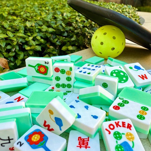Pickleball Mahjong Set: Lightweight Travel Floating Tiles, American Mah Jongg, Made in USA
