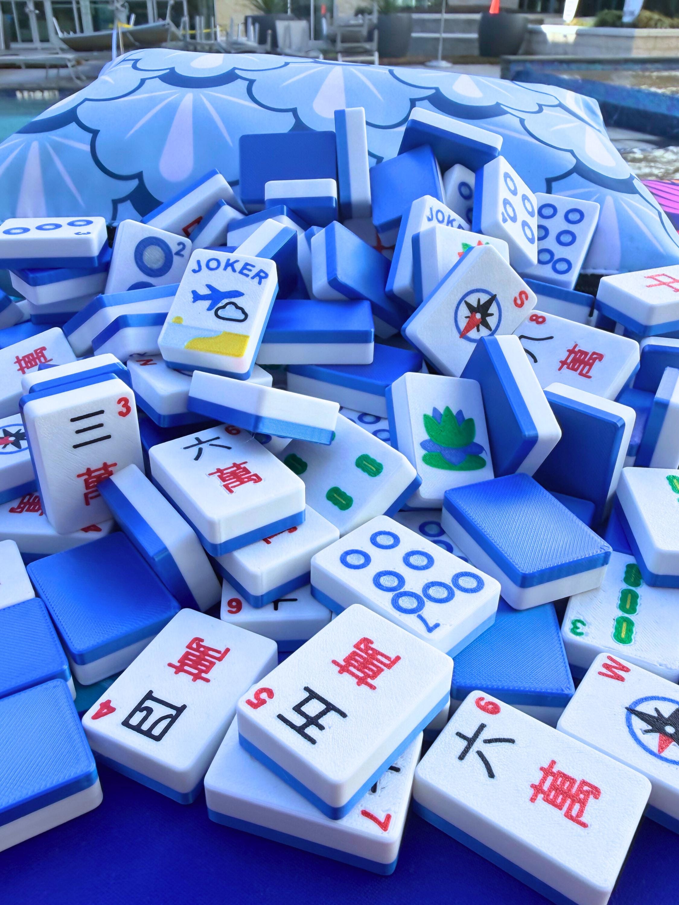 Mahjong Pool Set Floating Mahjong Set, Cobalt Blue, Full-size, Travel Ready, Lightweight ...