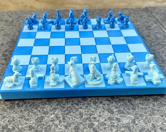 3D Printed Dog Chess Set: Magnetic Pieces, Unique Pet Lover Gift