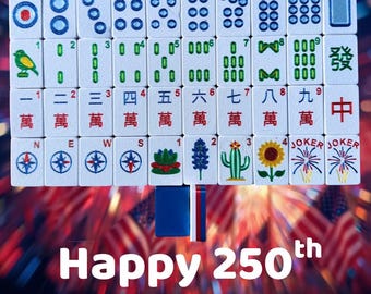Travel Mahjong Tiles - Red White and Blue | USA Theme Lightweight, Full-Size Tiles