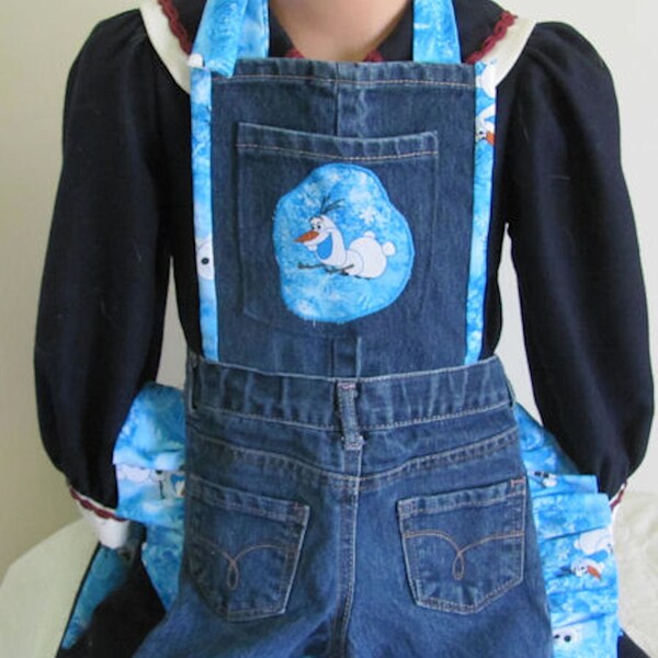 Olaf Apron  Child's, Girls, Upcycled Jean