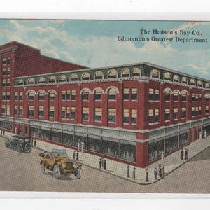 Carte postale animée « Le plus grand grand magasin » de la Compagnie de la Baie d'Hudson Edmonton AB
