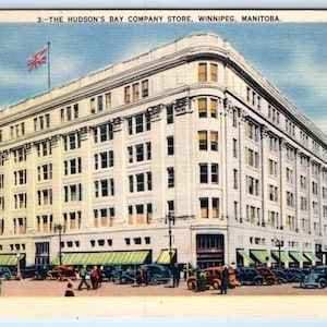 Carte postale lin 1949 du magasin de la Compagnie de la Baie d'Hudson à Winnipeg MANITOBA Canada