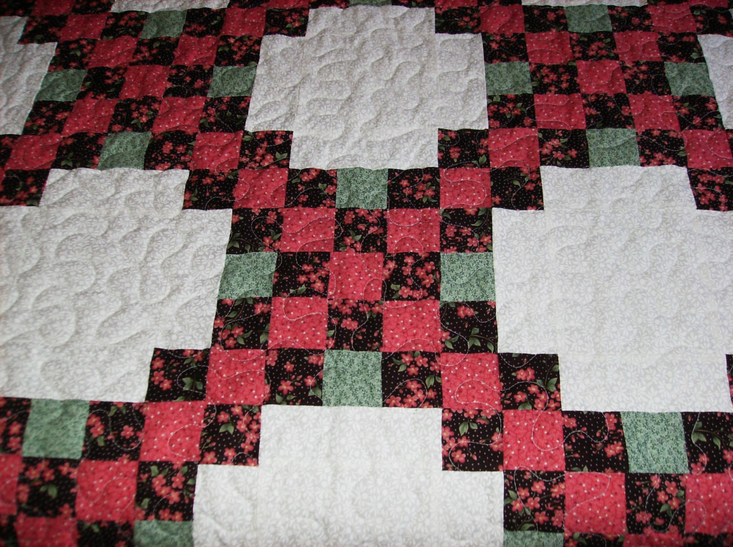 Double Irish Chain Pattern Quilt Queen Size Bed Quilt Etsy