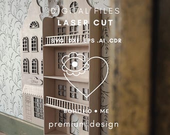 Set of City Houses SVG for Laser Cutting • Wooden Dollhouses for Maileg Mice • Instant download • Commercial License • Bohoho.me