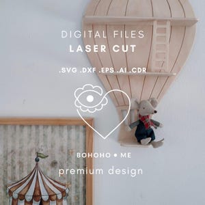 Étagère à ballons avec échelle • Projet de découpe laser sur contreplaqué de 4 mm • Fichier numérique • Téléchargement instantané • Studio Bohoho.me