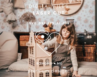 SVG Vintage City House Dollhouse for Maileg Mice • Wooden Laser Cut Design • Commercial License Included • Bohoho.me