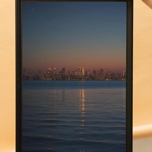 City Skyline Wall Art – Urban Sunset Reflection Print | Digital Download Photography, Modern Cityscape Decor, Night Lights Poster