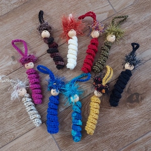 Crazy Hair Worry Worm Worm Buddy, Anxiety Pet, Fidget Toy, Amigurumi, Handmade Crochet
