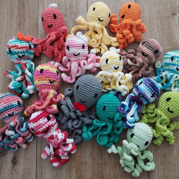 Peluche de pulpo de ganchillo, regalo para bebés prematuros en la UCIN, peluche de algodón.