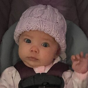 Cable Knit Baby Hats with Furry Pompoms, Photo Prop