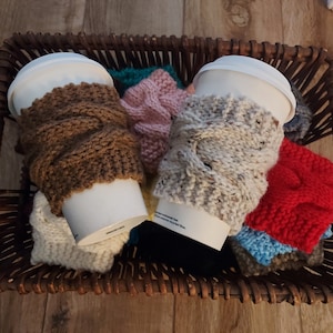 Coffee Cup Sleeve Cozy, Cable Knit Coffee Cozy