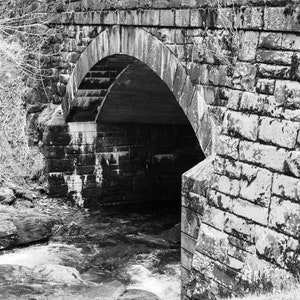 Clingmans Dome Bridge Photography: Black and White Mountain Landscape Print