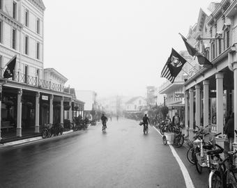 Mackinac Island Photograph: Foggy Downtown Black and White Print