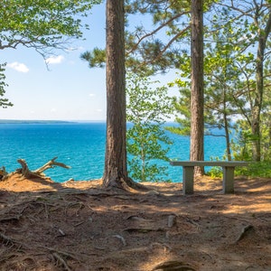 Grand Island Michigan Photography Grand Island Michigan Wall Art Grand Island Michigan Print Camping Art Hikers Gifts for Him Wall Art Blue
