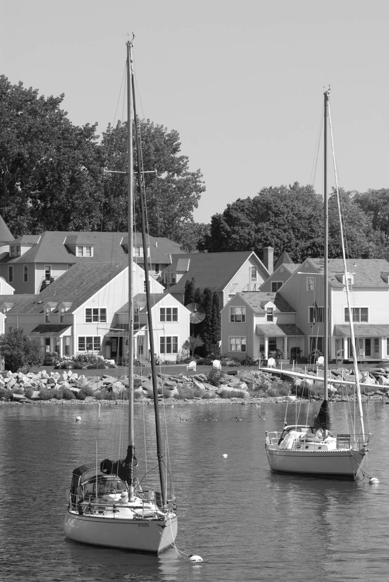 Sailboats in the Harbor Photographic Print, Mackinac Island Photography, Beach Print, Coastal and Seascape Photography, Gift for Him, Decor image 1