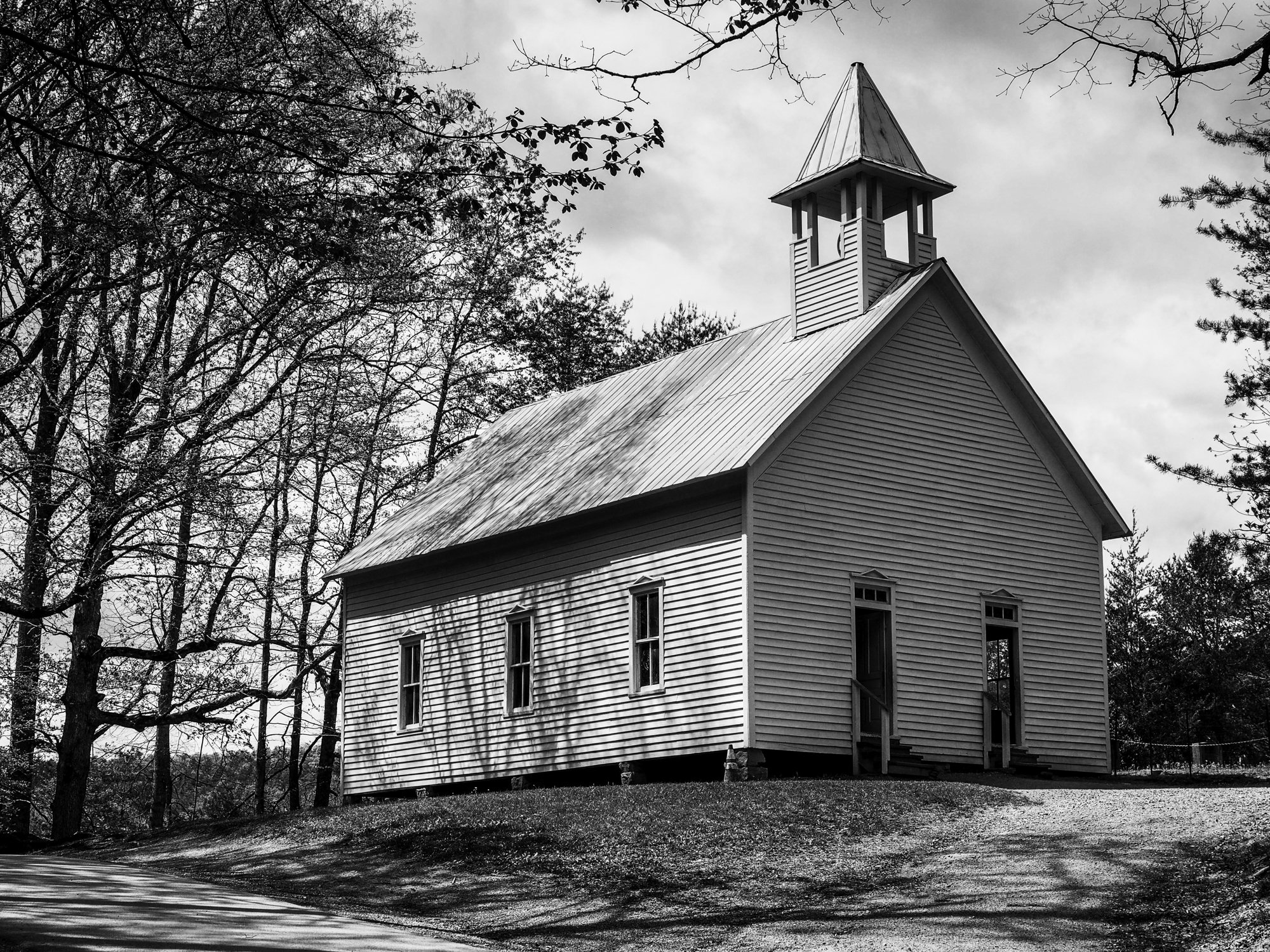 Cades Cove Church Print Tennessee Photography Black and White Photography Old Church Gift for Pastors Gift for Church Staff Gifts for Her