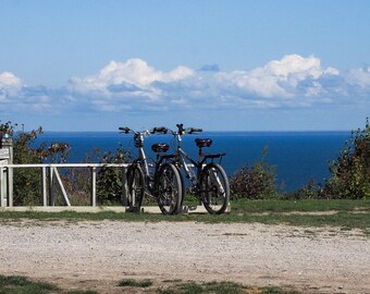 Mackinac Island Biking Print: Lakes Blue Sky Wall Art