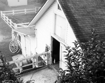 Mackinac Island Barn Print: Black and White Photography Art