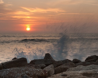 Photo du lever du soleil sur la plage de St Augustine : le fracas des vagues Impression artistique
