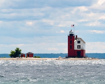 Round Island Lighthouse Print: Mackinac Island Michigan Wall Art