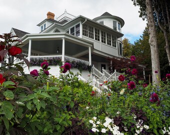 Mackinac Island Cottage Art Print: Michigan Flowers Photography