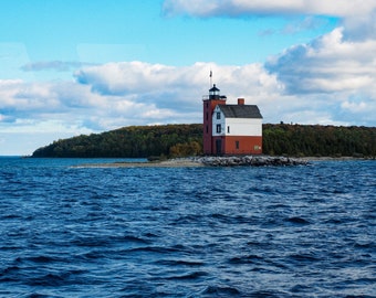 Mackinac Island Lighthouse Print: Michigan Coastal Photography