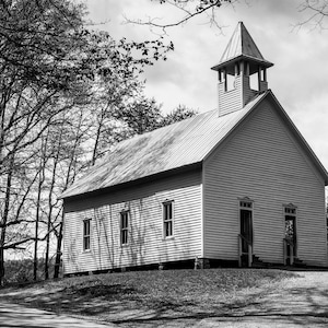 Church Wall Art Set of 5 Gift for Church Leader Thank You Gift for Church Leader Cades Cove Church Art Black and White Old Church