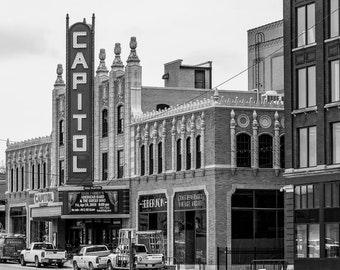 Flint Michigan Photography: Black and White Downtown Cityscape Print