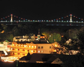 Mackinac Bridge Night Photo: Mackinac Island Panorama Art Print (8.5 x 18 in)