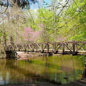 Stone Bridge Spring Photography: Michigan River Landscape Art