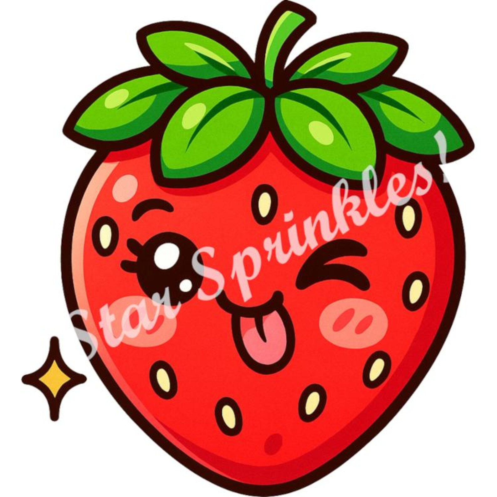 Kawaii Strawberry Sticker Pack: Chibi Fruit Planner Stickers (digital ...