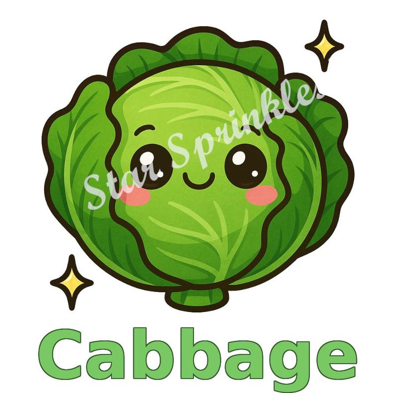 Kawaii Cabbage Garden Marker – Cute Printable Plant Label, Chibi ...
