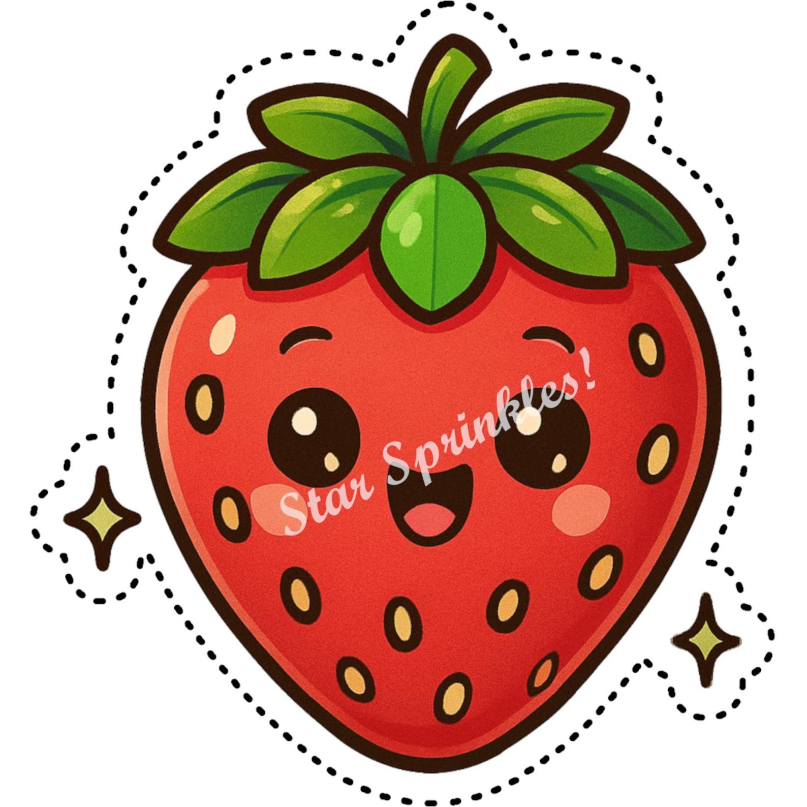 Kawaii Strawberry Sticker Pack: Chibi Fruit Planner Stickers (digital ...