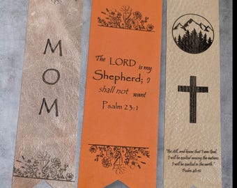 Laser engraved genuine leather bookmarks