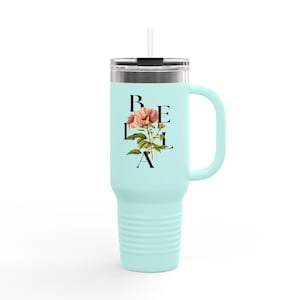 Elegant Floral Insulated Travel Mug | 40oz | Bella | Perfect for Outdoors, Coffee Lovers, Gifts, Travel, Holidays