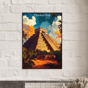 Chichén Itzá Travel Print | Chichén Itzá Wall Art | Cancun Poster | Mexico Travel Poster | Home Decor Gift | Living Room Art | Wall Art