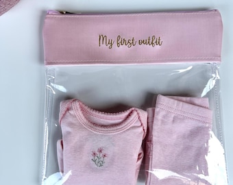 Personalize Baby Pouch, Waterproof Maternity Bags, Mom and Baby Essentials, Embroidered Clear Pouch, Baby Shower Gift,