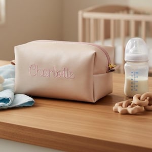 Personalized Toiletry Travel Organizer Kids: Embroidered Baby Name Makeup Bag