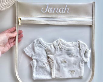 Custom Diaper Bag Organizer, Baby Wipes Holder, Personalized Nappy Pouch with Clear Window, Mom and Baby Essentials, Baby Outfit Organizer