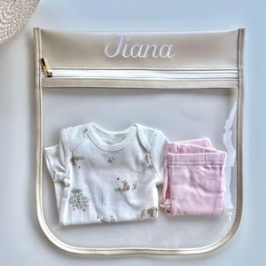 Maternity Bags, Mom and Baby Essentials, Embroidered Clear Pouch, Baby and Mama Clear Pouch, Baby Shower Gift, Custom Waterproof Pouch Baby