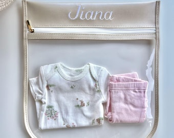 Maternity Bags, Mom and Baby Essentials, Embroidered Clear Pouch, Baby and Mama Clear Pouch, Baby Shower Gift, Custom Waterproof Pouch Baby