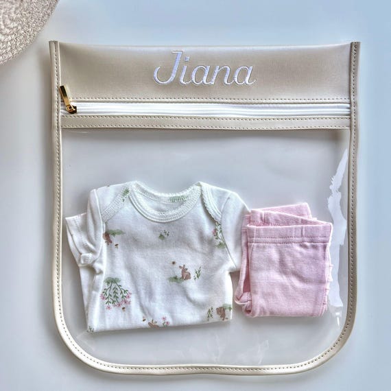 Maternity Bags, Mom and Baby Essentials, Embroidered Clear Pouch, Baby and Mama Clear Pouch, Baby Shower Gift, Custom Waterproof Pouch Baby