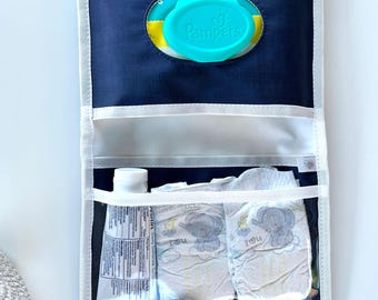 Embroidered Diaper Bag, Diaper Wipes Clutch, Nappy Wallet Personalized, Customized, Waterproof Vegan Leather Custom Mom Baby Essentials