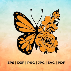 Floral Butterfly SVG, Butterfly Clipart png, Flower Butterfly jpg, Printable Butterflies eps, Digital downloads pdf, Sublimation design dxf